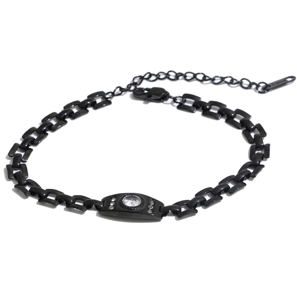 Bracelet à maillons avec zircon, trois coloris, noir – Charmhabit