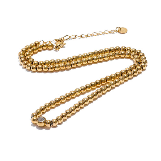 Collier de billes lisses, doré – Charmhabit