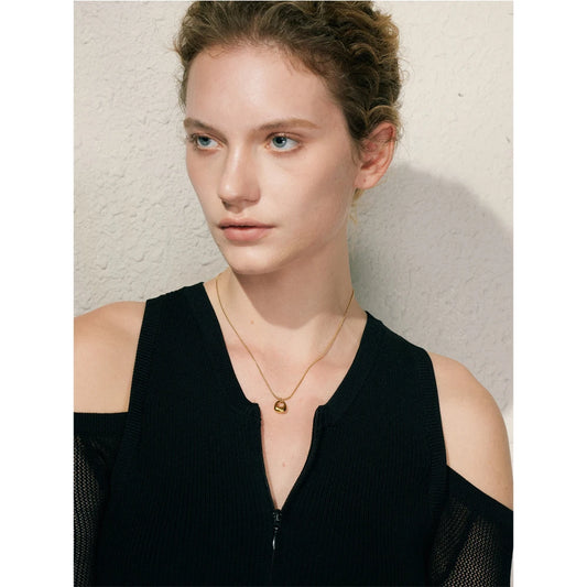 Snake chain with hollow pendant, worn – Charmhabit