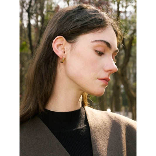 Herringbone C hoop earrings, worn – Charmhabit