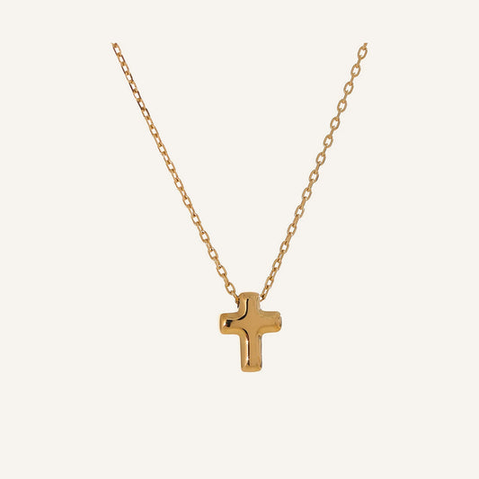 Necklace with a small cross pendant in gold tone – Charmhabit
