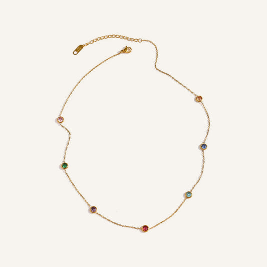 Necklace with colourful cubic zirconia accents, colourful – Charmhabit