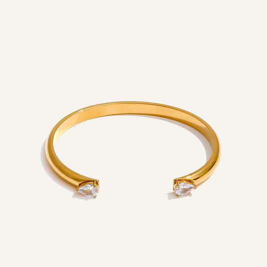 Open cuff bracelet with a cubic zirconia accent, gold tone – Charmhabit