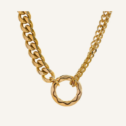 Chain necklace with round ring clasp, gold tone – Charmhabit