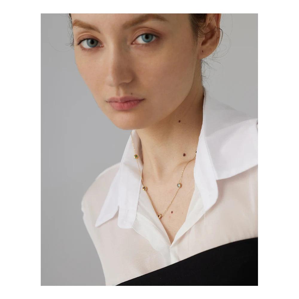 Necklace with colourful cubic zirconia accents, worn – Charmhabit