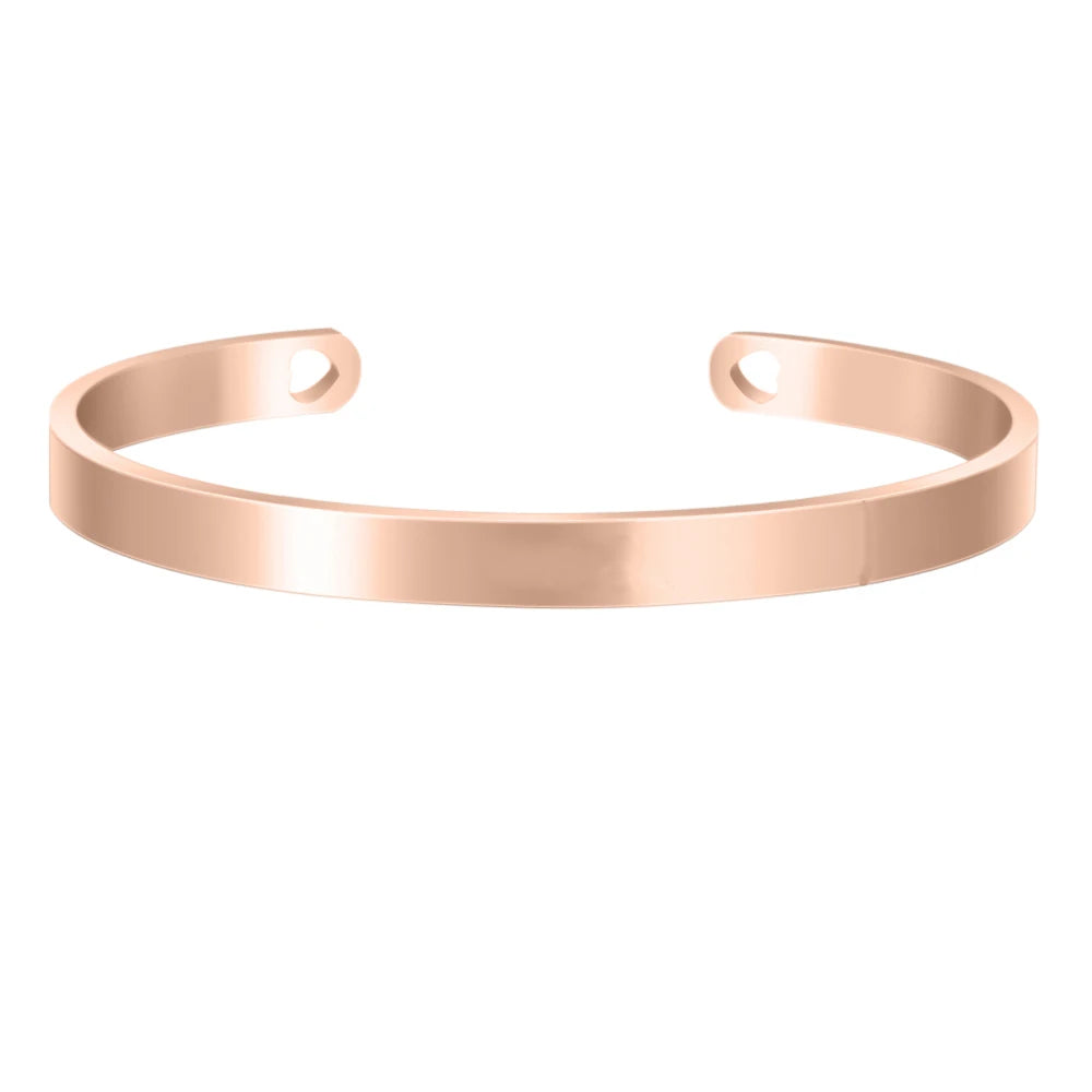 Roségoudkleurige smalle open armband met vlak oppervlak