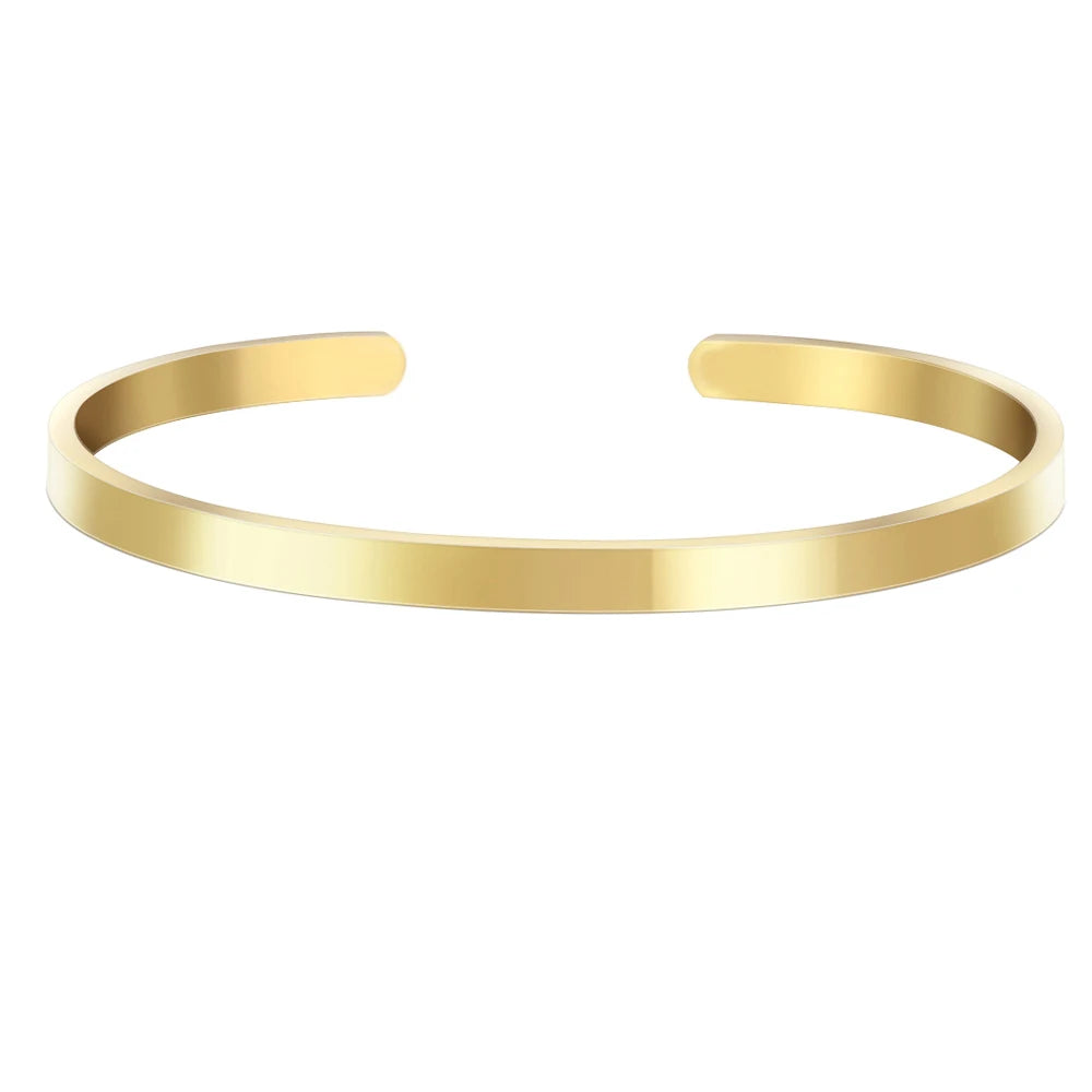 Goudkleurige smalle open armband met vlak oppervlak