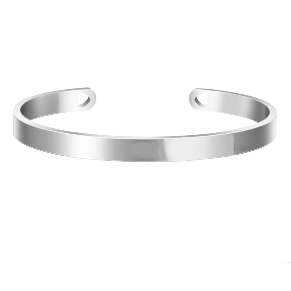 Zilverkleurige smalle open armband met vlak oppervlak