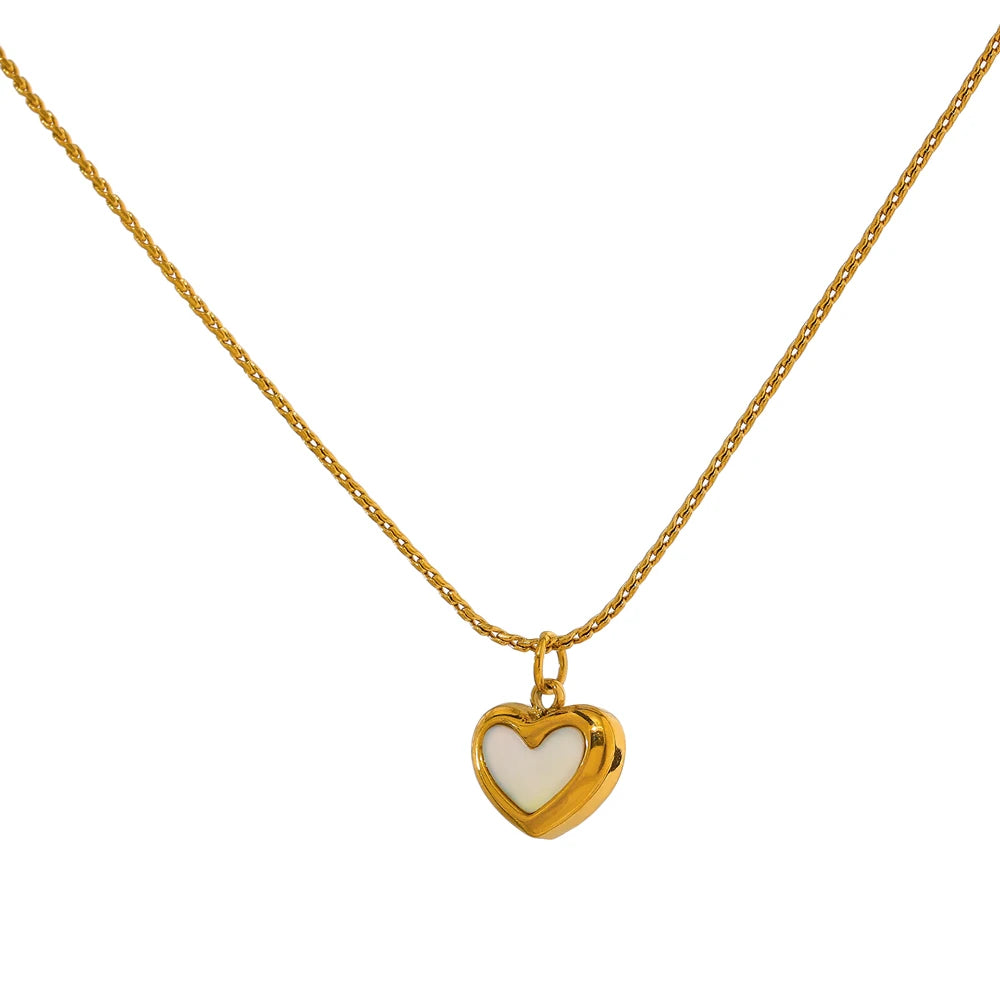 Kette mit Herz aus Muschel, Gold – Charmhabit