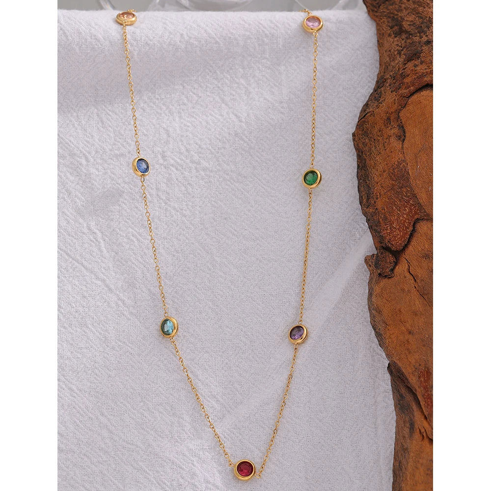 Necklace with colourful cubic zirconia accents, styled shot – Charmhabit