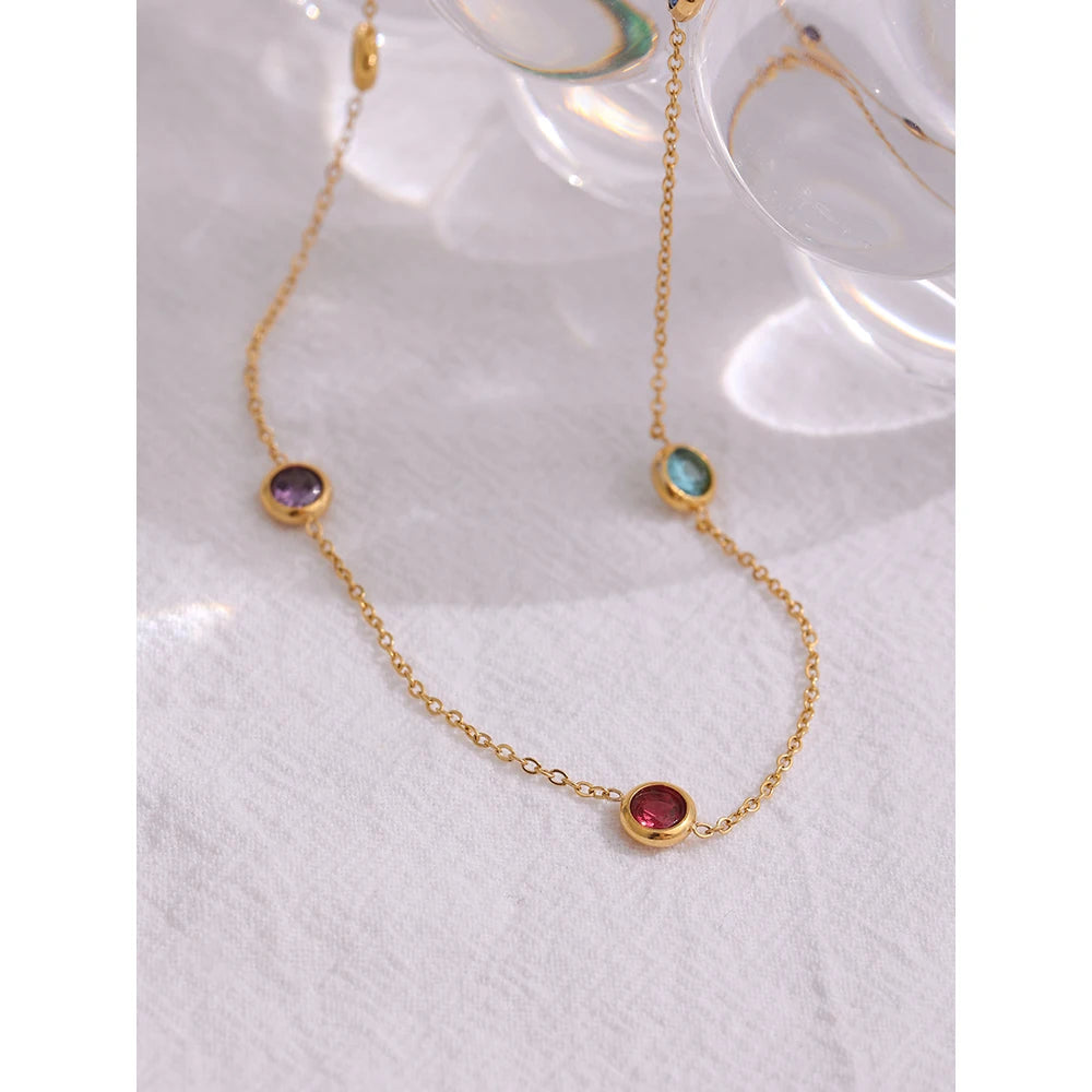 Necklace with colourful cubic zirconia accents, styled shot – Charmhabit