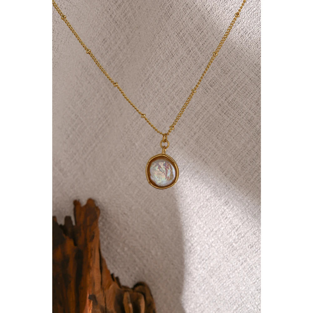 Necklace with pearl and cubic zirconia pendant, styled shot – Charmhabit