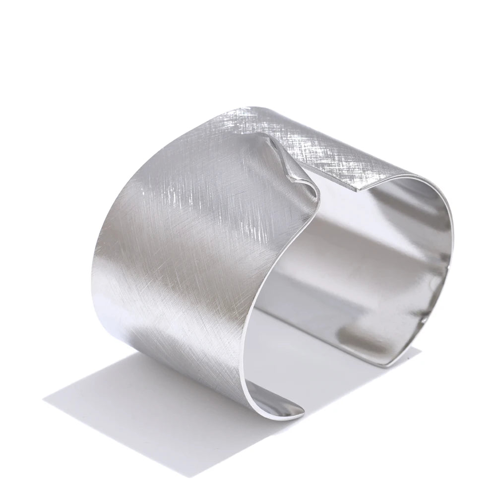 Wide Brushed Cuff Bracelet silver tone – Charmhabit