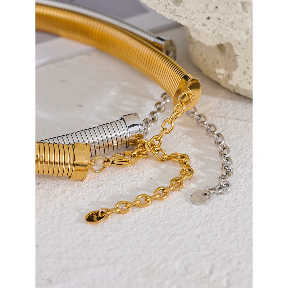 Wide flat link necklace, 6 mm, styled shot – Charmhabit