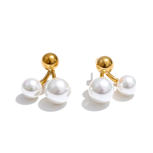 Cherry pearl stud earrings, gold – Charmhabit