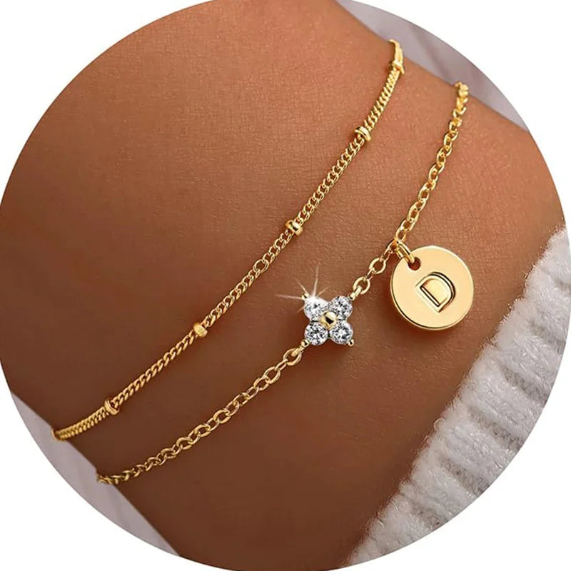 Klaverarmband met letter D