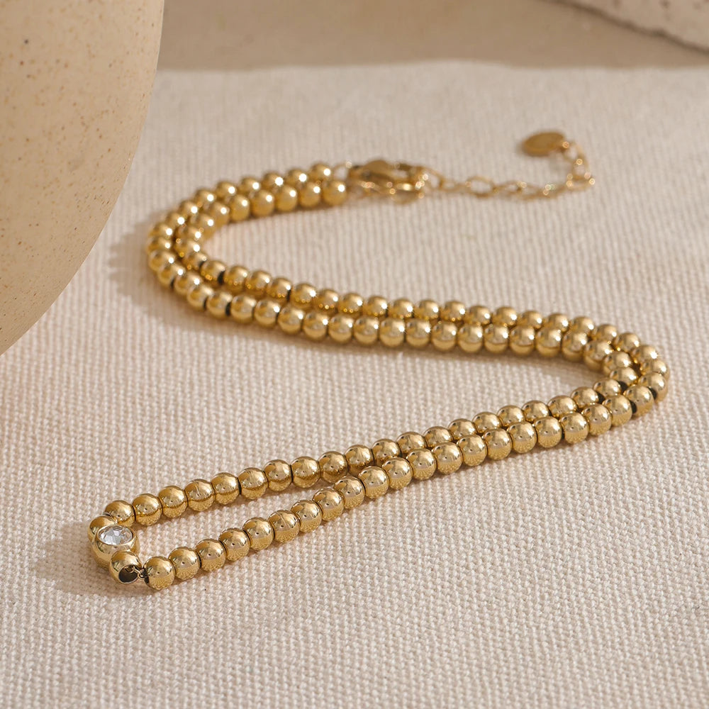 Smooth bead chain necklace, styled shot – Charmhabit