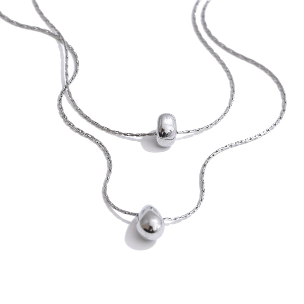 Collier double avec pendentif moulé, argenté – Charmhabit