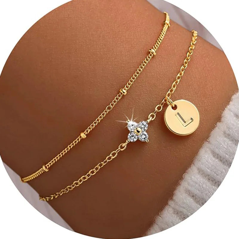 Klaverarmband met letter L