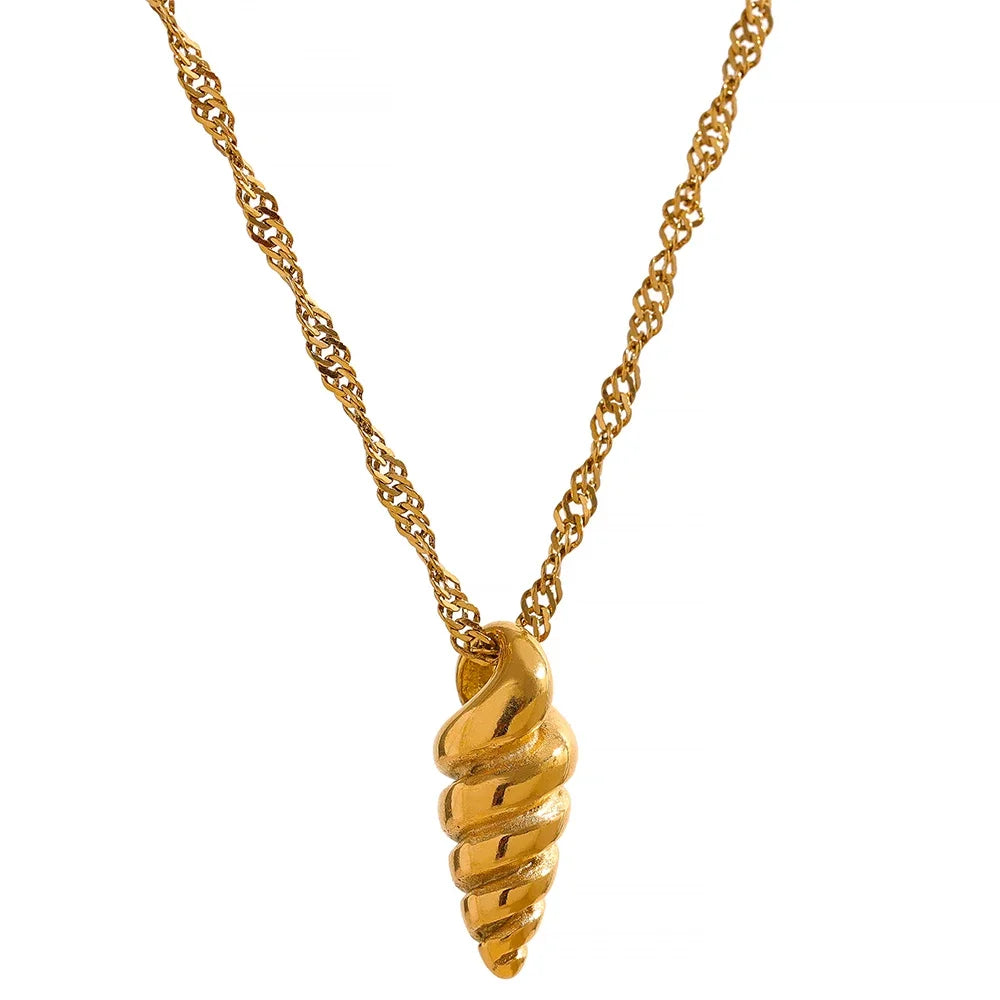 Kette mit Muschelanhänger, Gold – Charmhabit