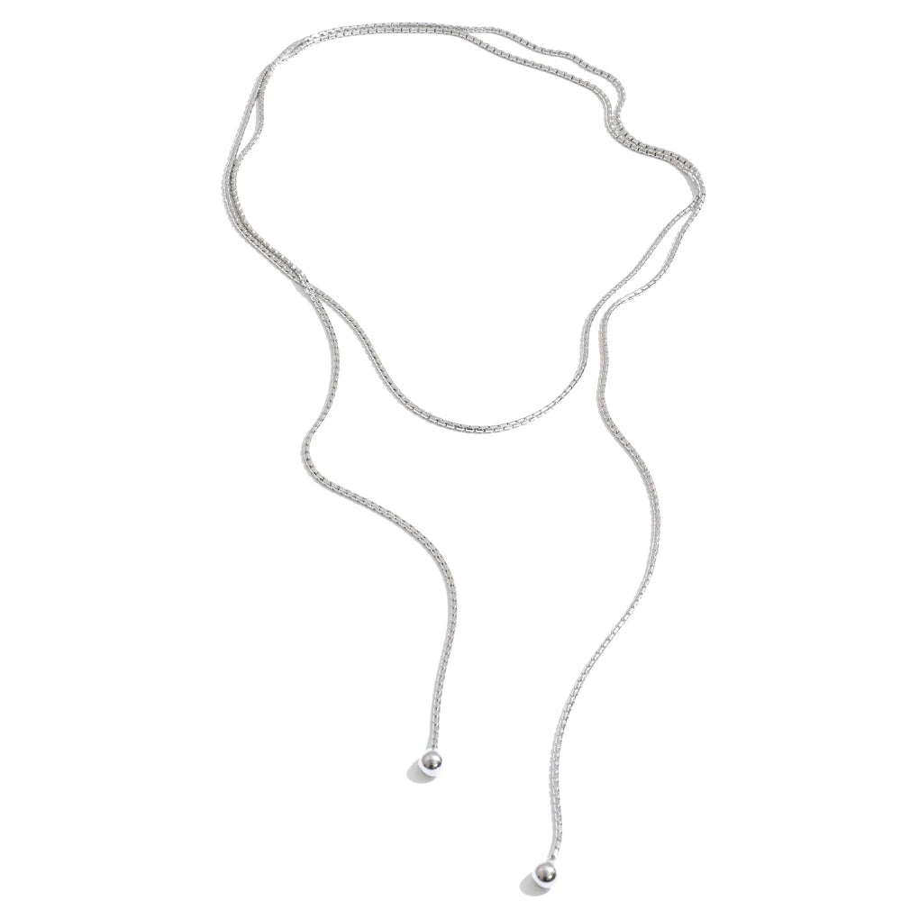 130 cm long necklace in silver tone – Charmhabit