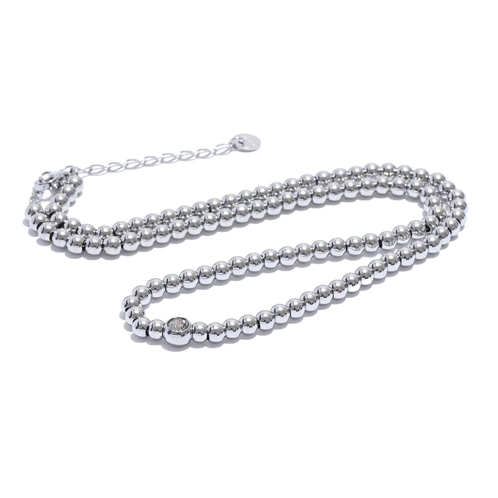 Smooth bead chain necklace, silver – Charmhabit