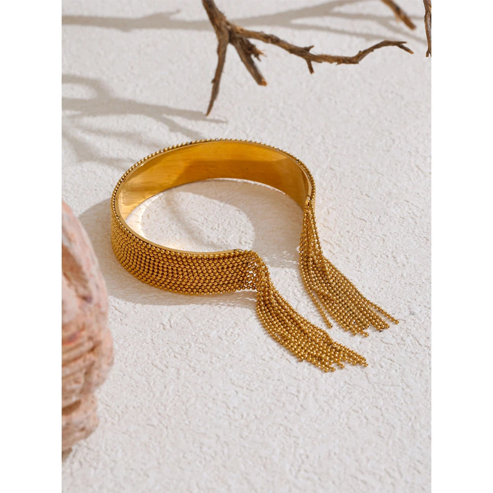 Cuff bracelet with chain tassels styled shot – Charmhabit
