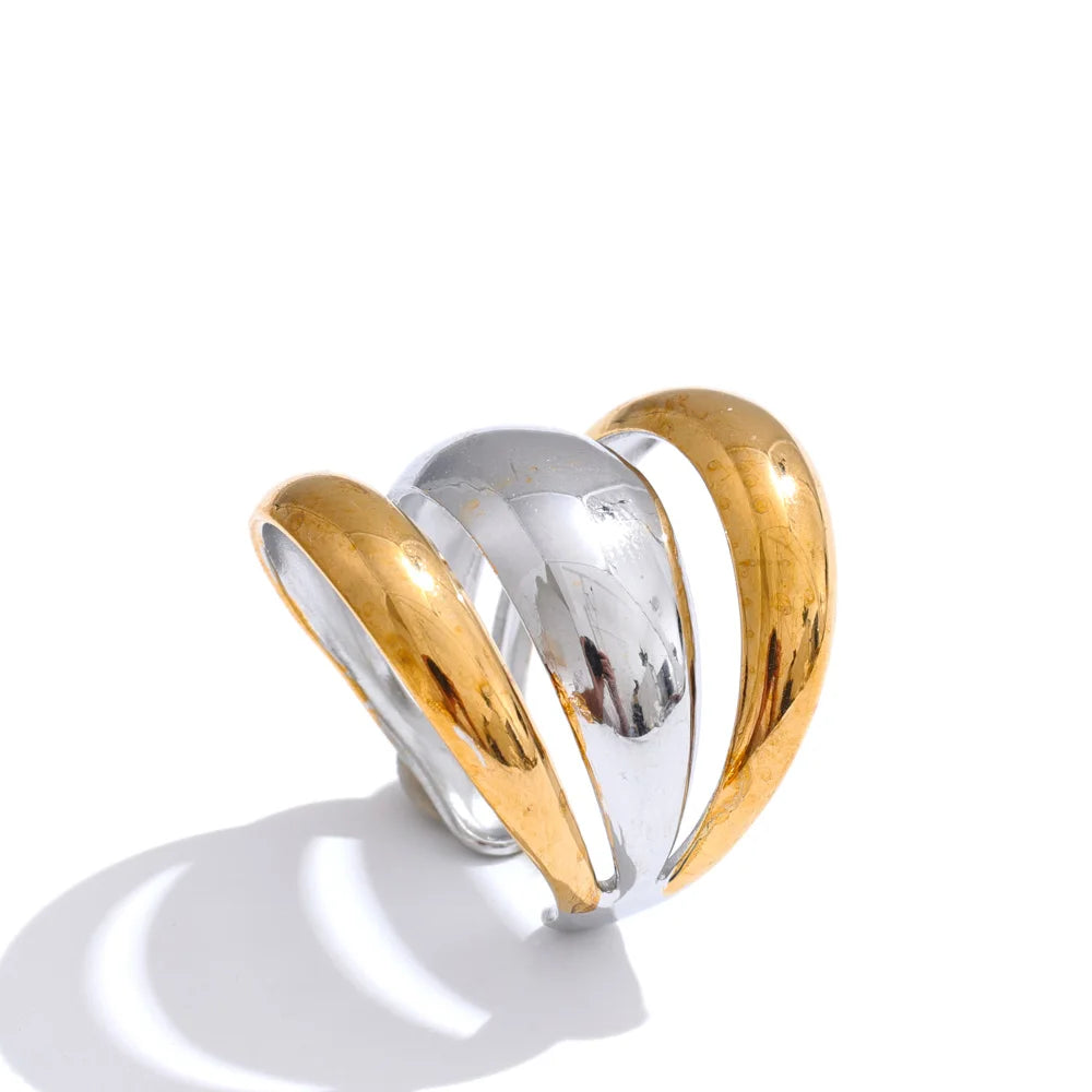 Layered dome ring, gold and silver – Charmhabit