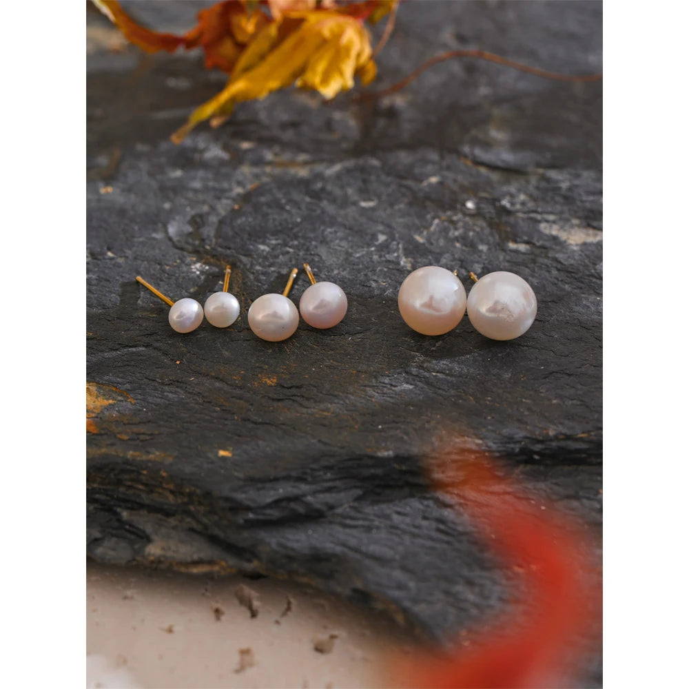 Clous d'oreilles en perles, argentés et dorés, trois tailles sur pierre – Charmhabit