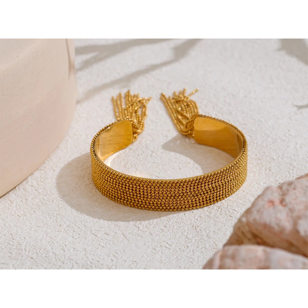 Cuff bracelet with chain tassels styled shot – Charmhabit