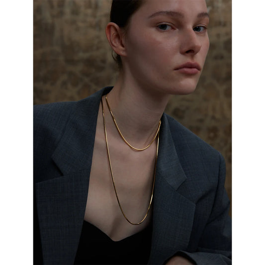 Long collier à maillons scintillants, porté – Charmhabit