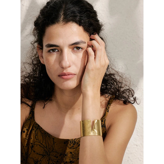 Wide Brushed Cuff Bracelet worn – Charmhabit