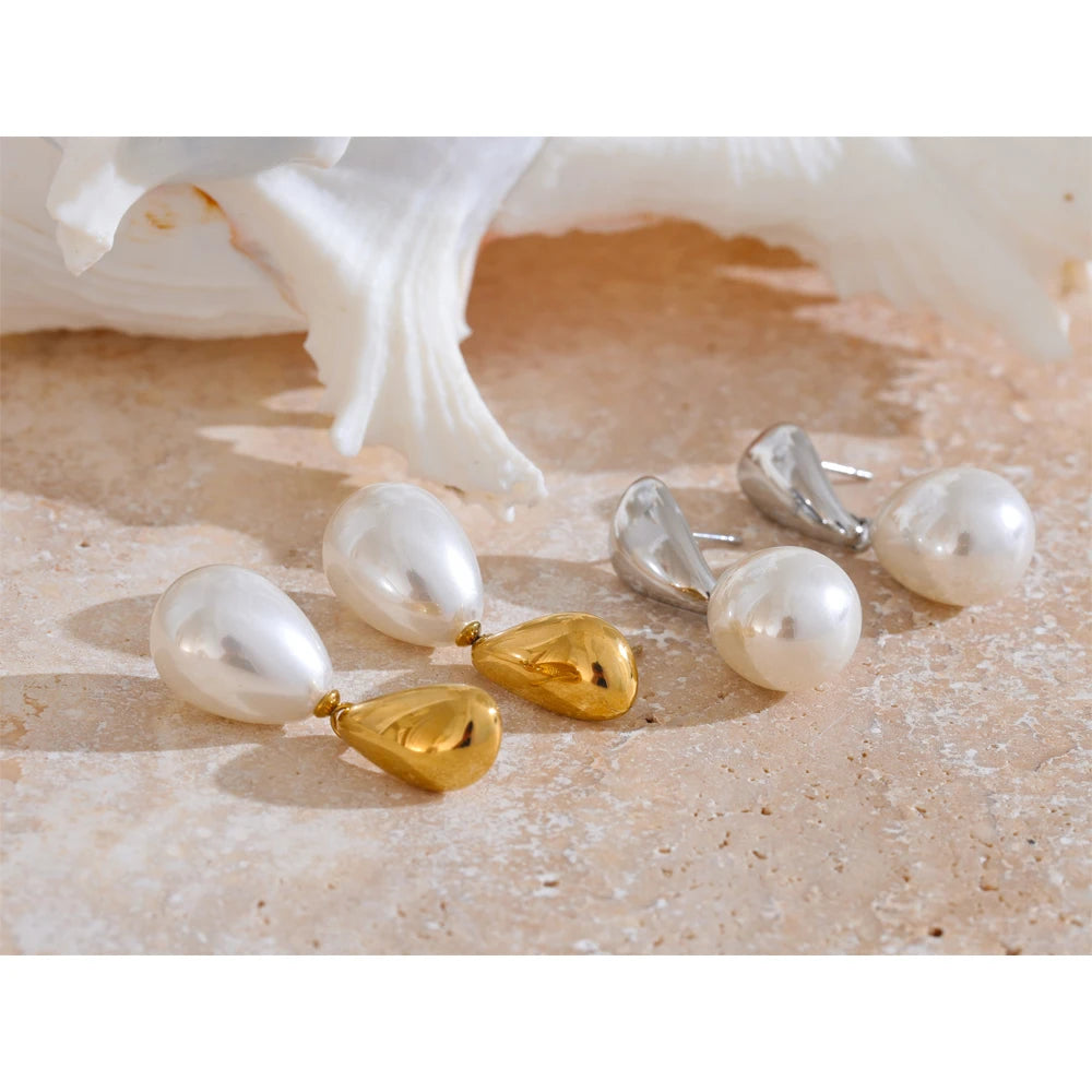 Teardrop and pearl earrings, styled shot – Charmhabit