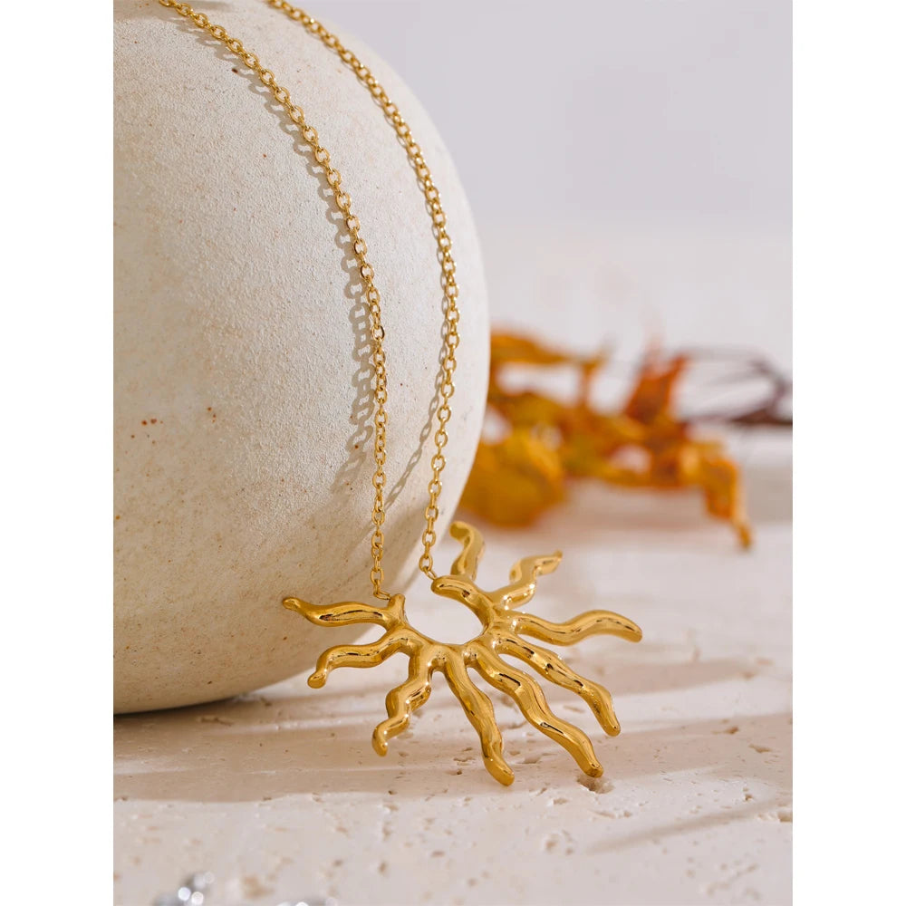 Sunburst Pendant Necklace, styled shot – Charmhabit