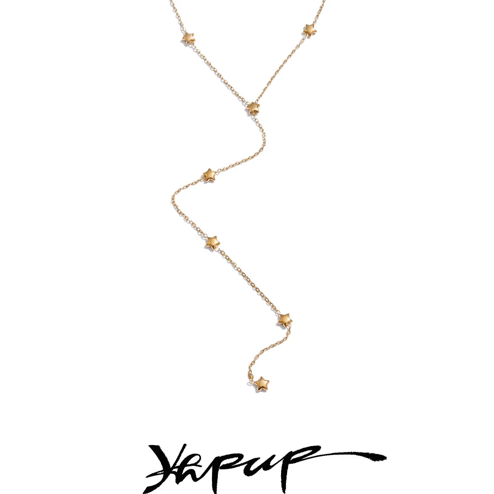 Long Y necklace with beads, on a light background – Charmhabit