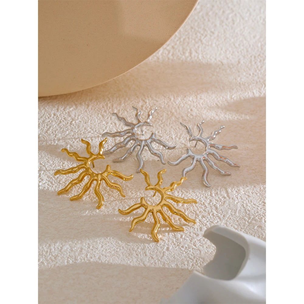 Sun stud earrings, styled shot – Charmhabit