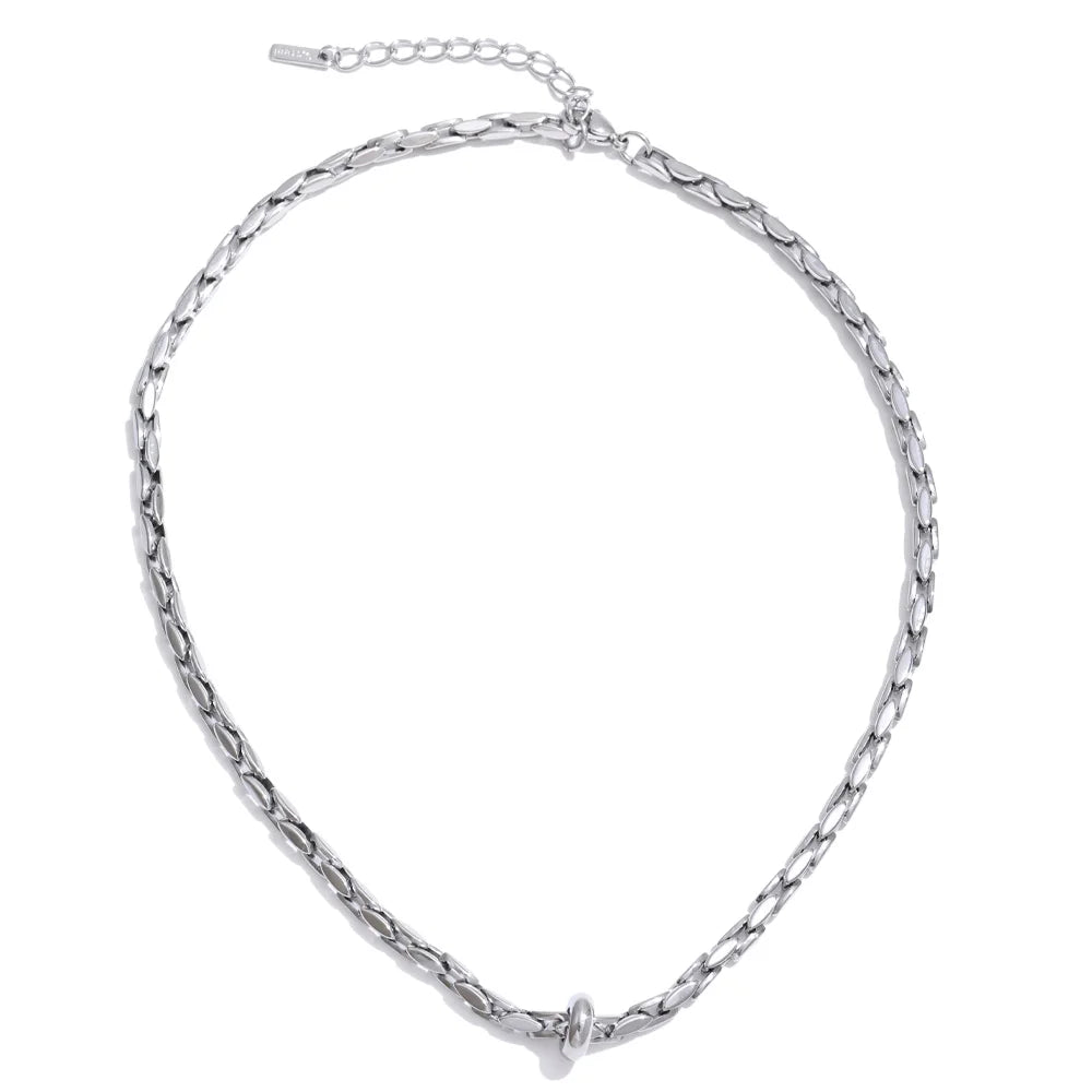 Schlichte Gliederkette aus Edelstahl, silberfarben – Charmhabit