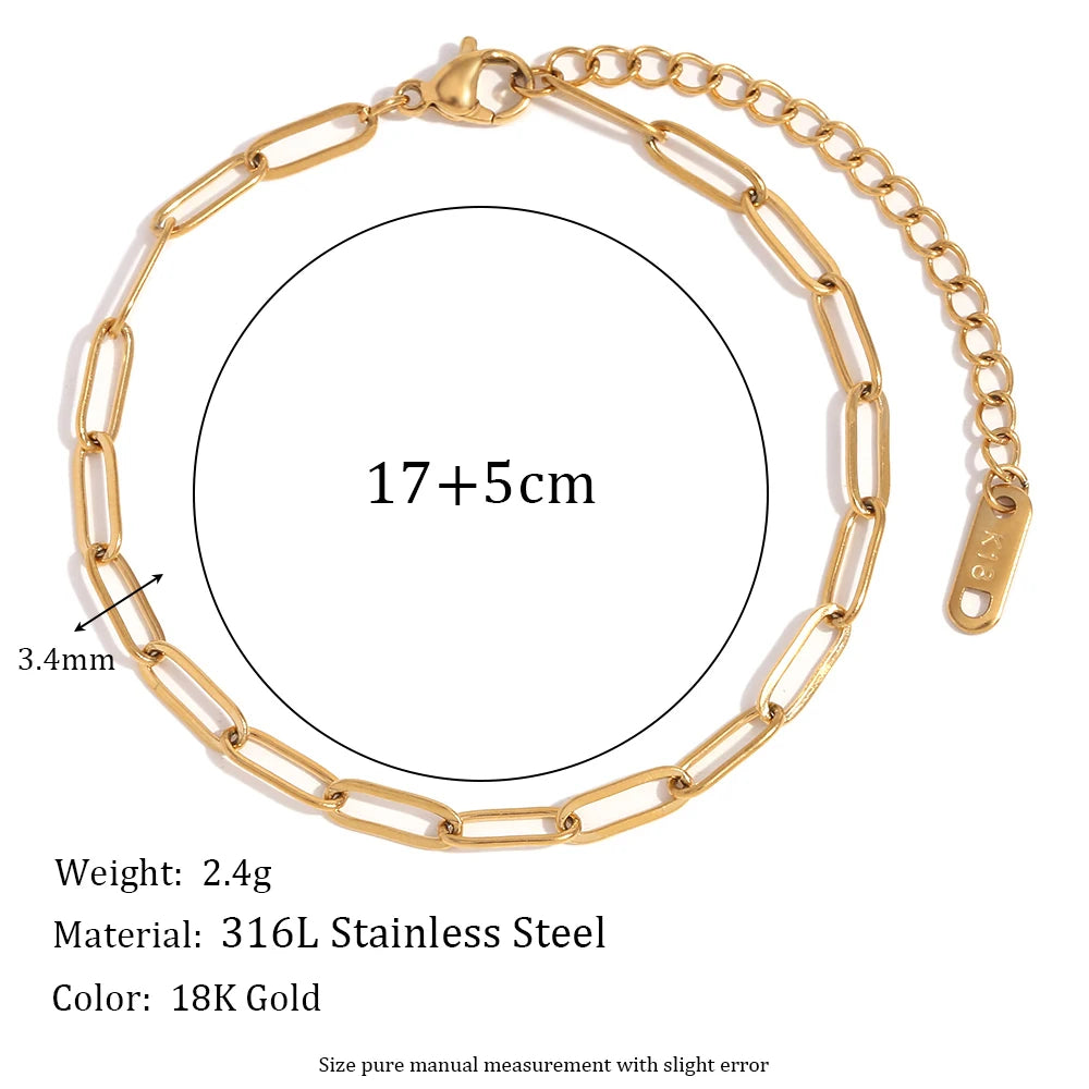 Goudkleurige Paperclip-armband met maatvoering van 17 plus 5 cm