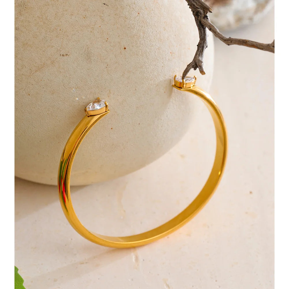 Open cuff bracelet with a cubic zirconia accent styled shot – Charmhabit