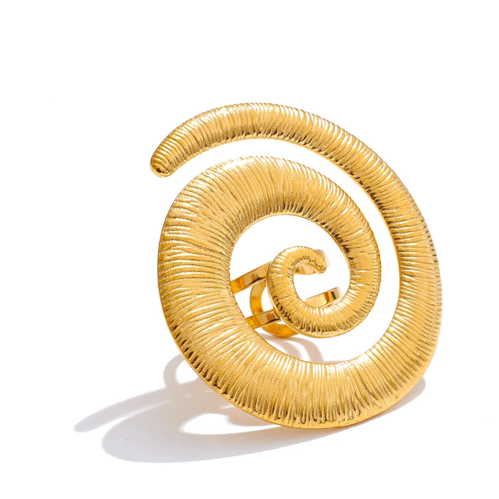 Spiralring mit Relief, Gold – Charmhabit