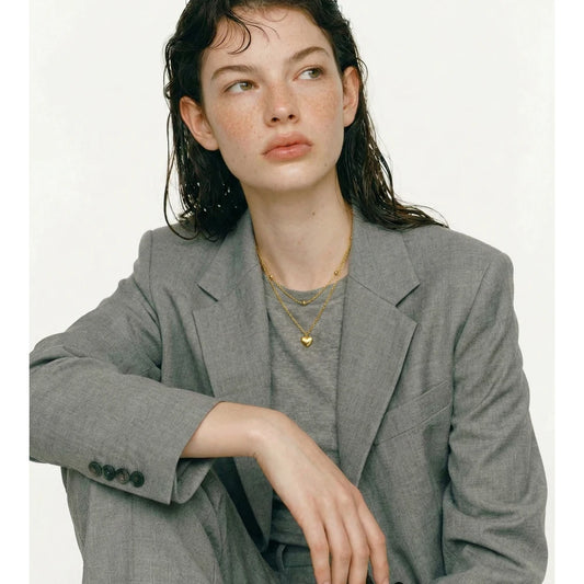 Double necklace with small hearts, worn – Charmhabit