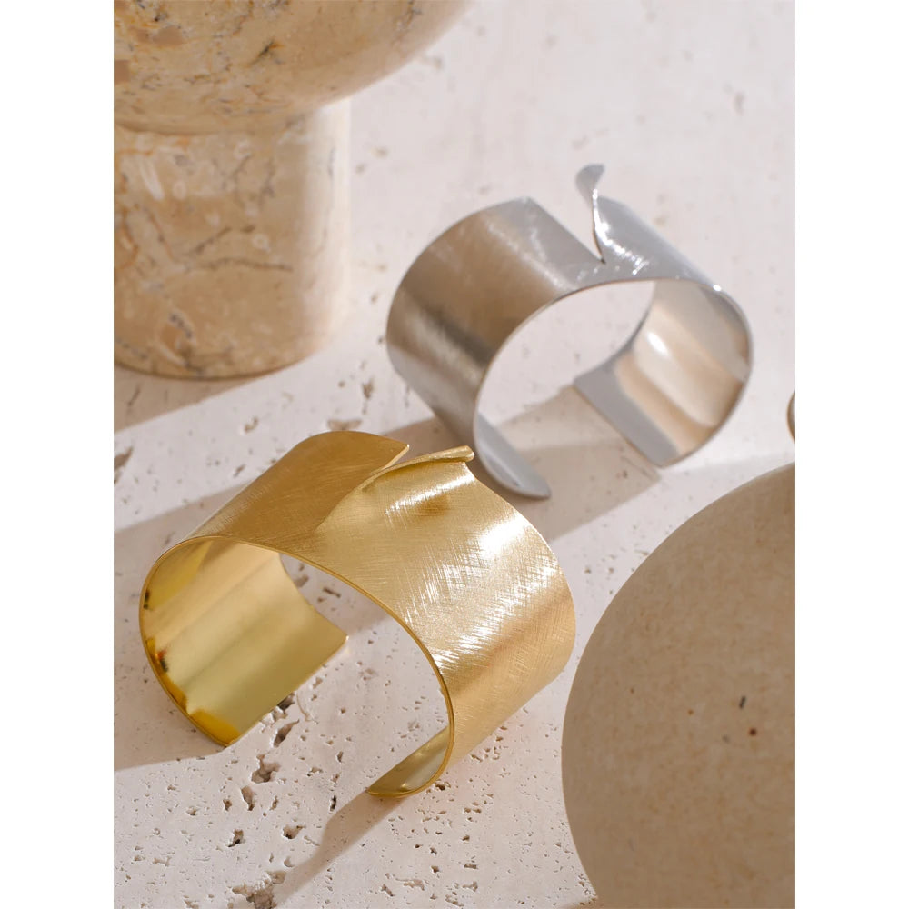 Wide Brushed Cuff Bracelet styled shot – Charmhabit