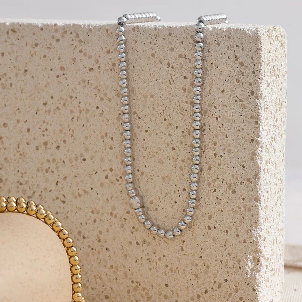 Smooth bead chain necklace, styled shot – Charmhabit