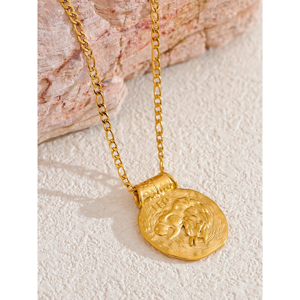 Goudkleurige sterrenbeeldketting met Leeuw-hanger