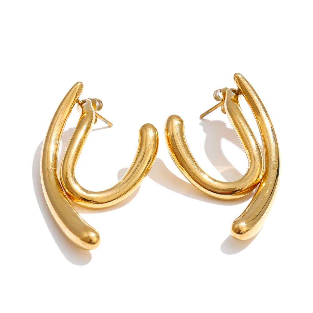 Gewellte offene Creolen, Gold – Charmhabit