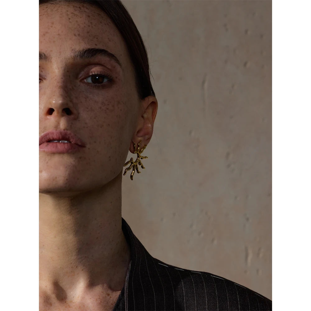 Sun stud earrings, worn – Charmhabit