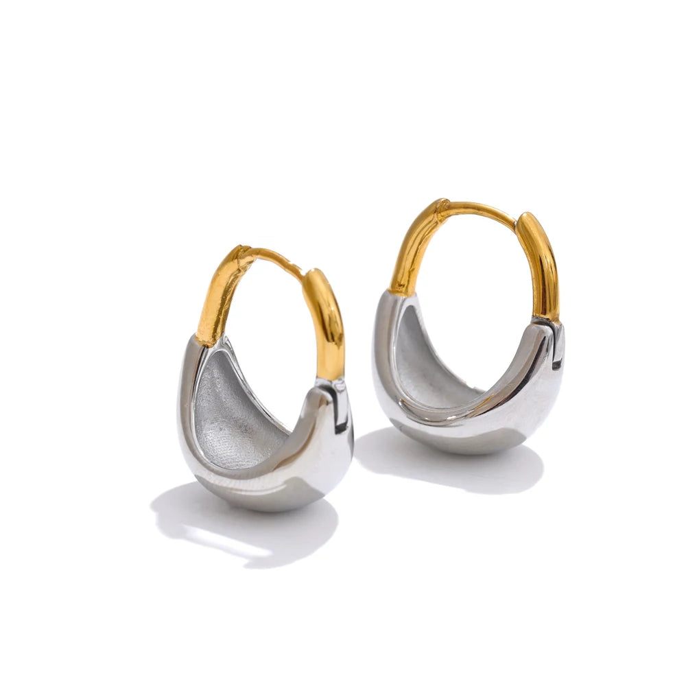 Two-tone dome huggie hoops, gold and silver – Charmhabit