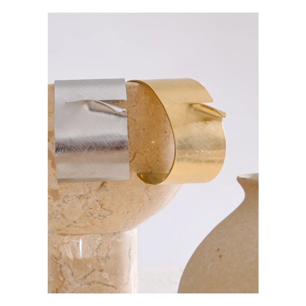 Wide Brushed Cuff Bracelet styled shot – Charmhabit