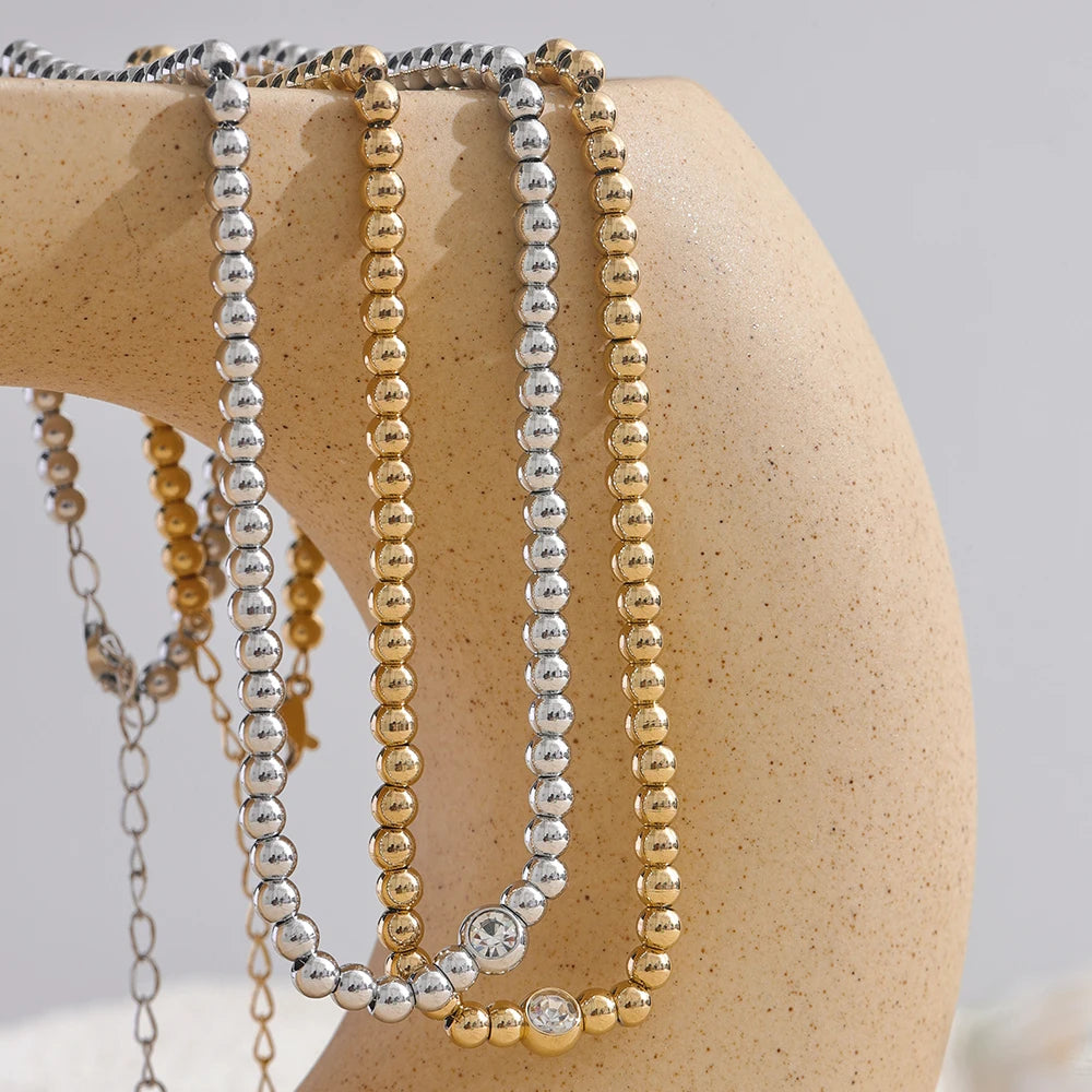 Smooth bead chain necklace, styled shot – Charmhabit