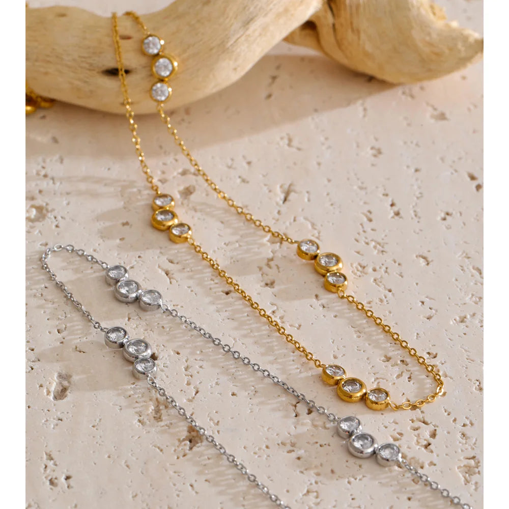 Fine necklace with cubic zirconia stones, styled shot – Charmhabit